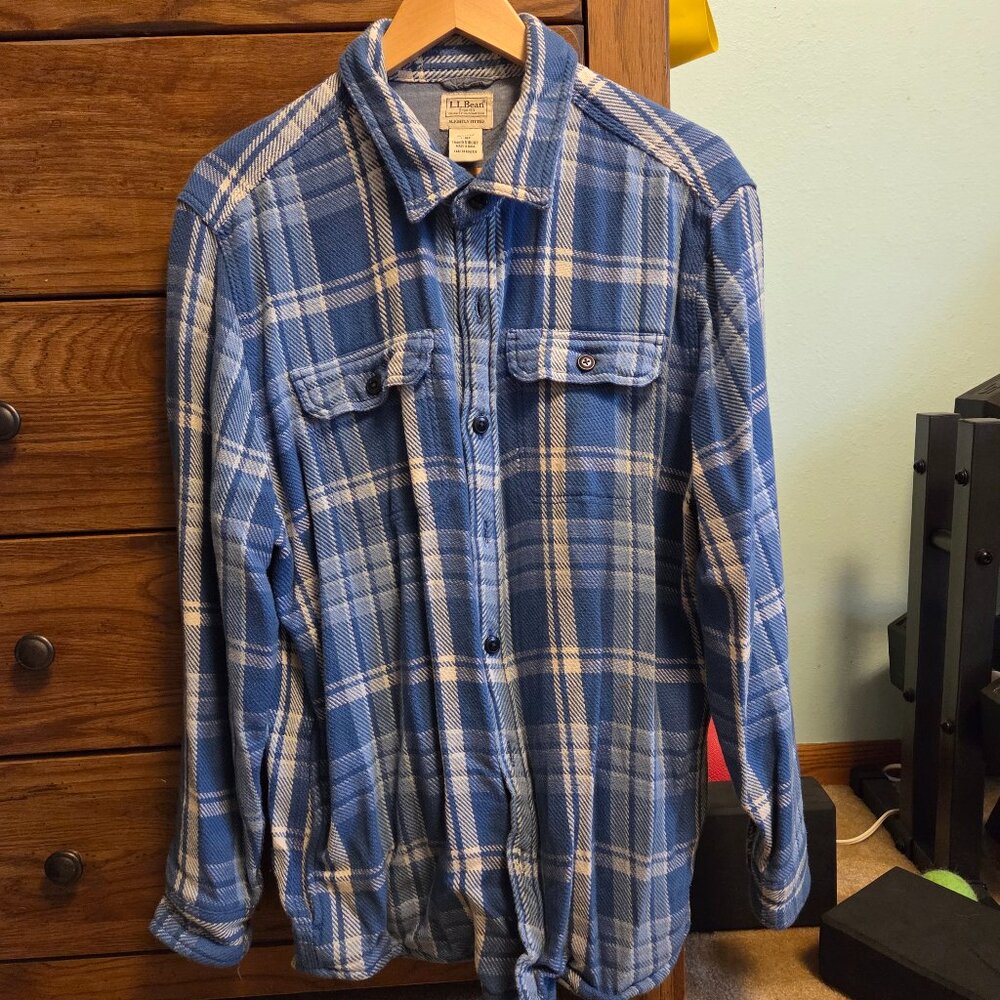 L.L.Bean 1912 Overshirt - Size Large - Blue Plaid